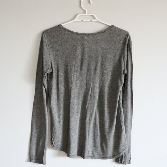 Wilfred Free Women's Grey Small Scoop Neck Stretch Casual Long Sleeve T-Shirt - Picture 2 of 9